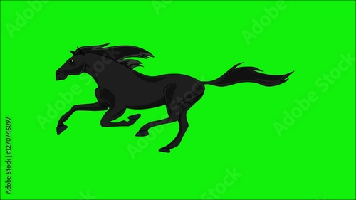 Wallpaper Mural A captivating animation of a black horse running fast in a repetitive motion, against a bright green screen background. Torontodigital.ca