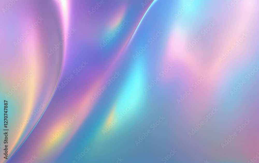 Iridescent waves of light dance across a smooth, reflective, chrome-like surface. Iridescent waves of light dance across a smooth, reflective, chrome-like surface.