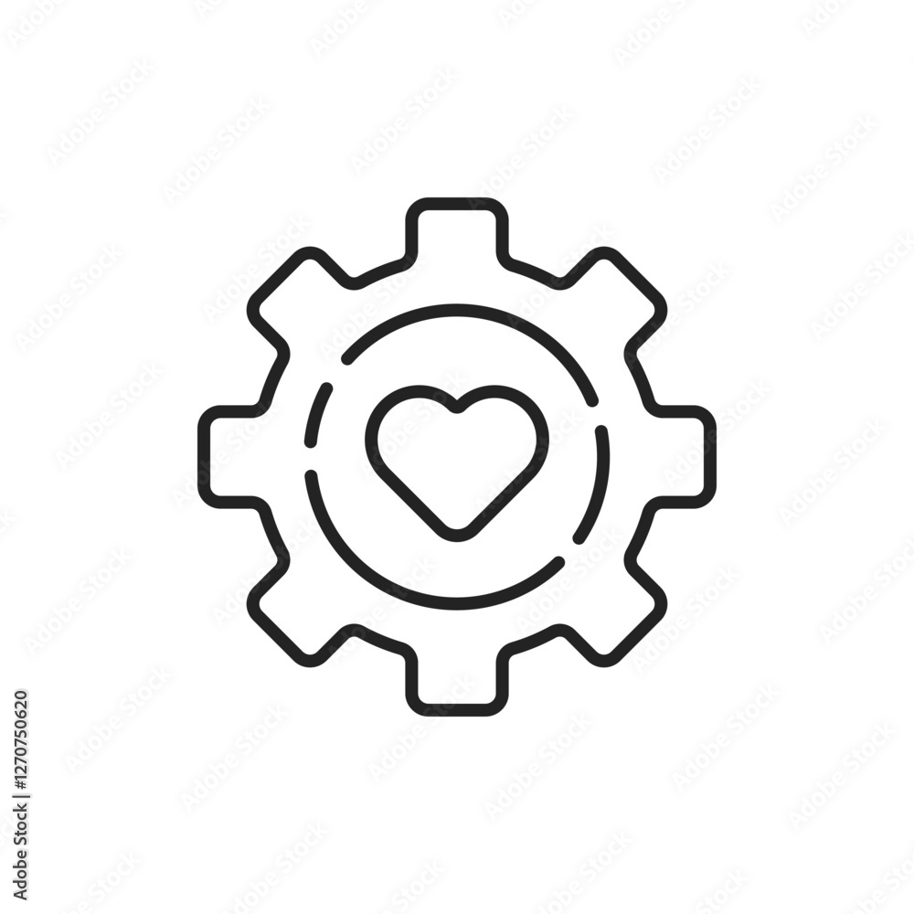 cardiotechnology icon like thin line gear and heart cardiotechnology icon like thin line gear and heart