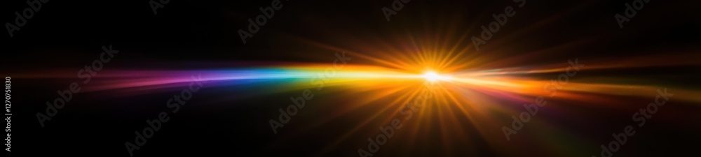 Abstract Rainbow Lens Flare, Distorted Light on Black Background Abstract Rainbow Lens Flare, Distorted Light on Black Background