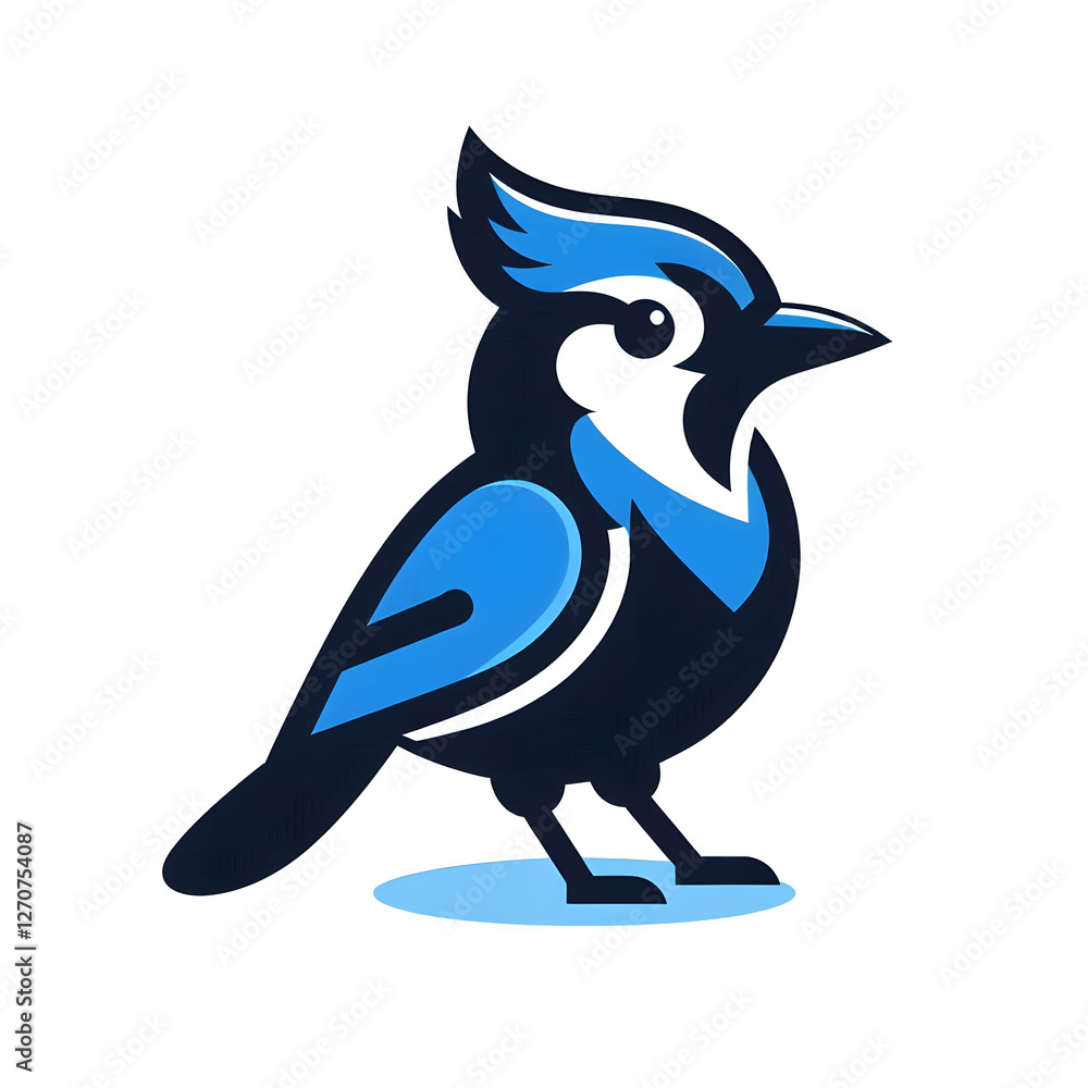 Obraz premium Flat and minimalist Blue jay logo icon of silhouette design
