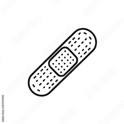 Plaster bandage icon, black and white PNG for medical and healthcare use