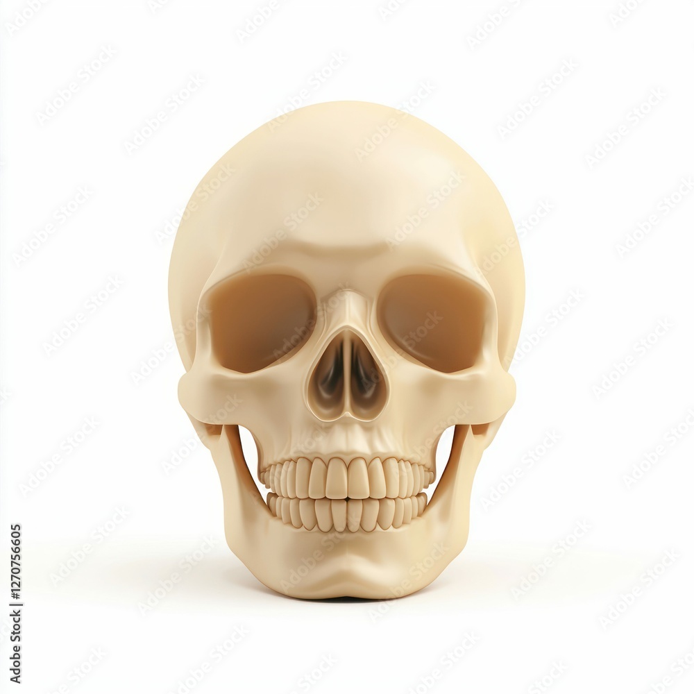 Fototapeta premium Realistic Human Skull Isolated on White Background