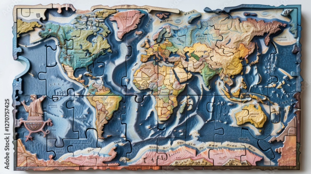 Intricate Wooden 3D World Map Puzzle Intricate Wooden 3D World Map Puzzle