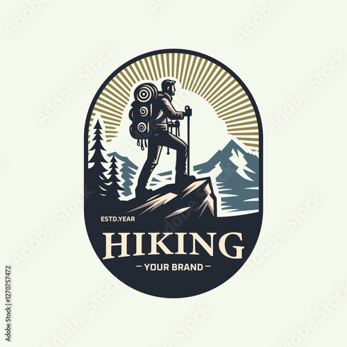 Vintage Hiking Logo design. logo concept for adventure, camping and outdoors activity