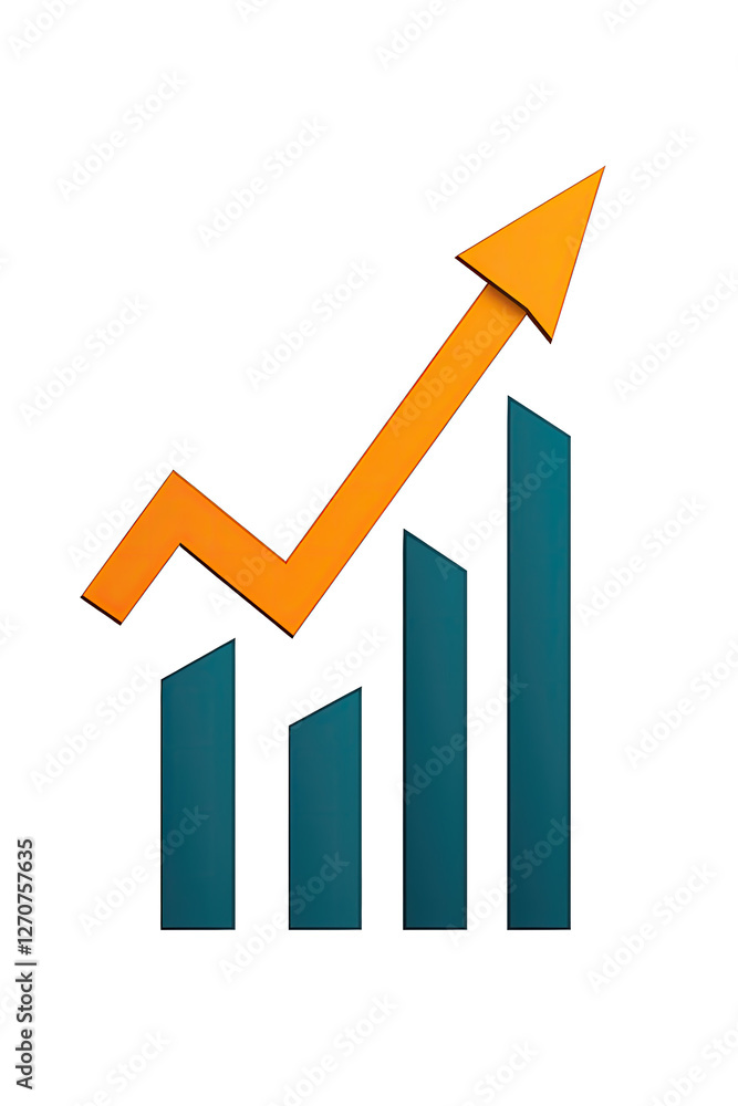 Economic finance concept. A graph showing growth trends with an upward arrow representing success. Economic finance concept. A graph showing growth trends with an upward arrow representing success.