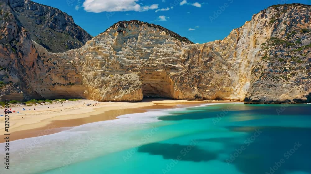 Beautiful beach cove with turquoise waters rocky cliffs Beautiful beach cove with turquoise waters rocky cliffs
