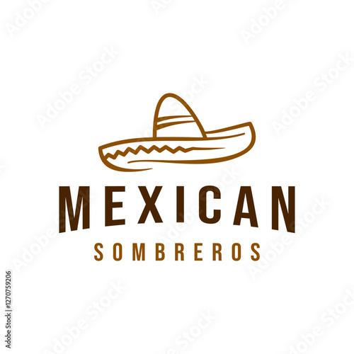 sombrero hat simple logo line art design vector template illustration