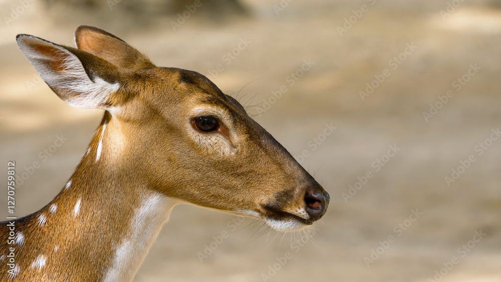 A deer stands gracefully against a soft, blurred background, revealing its gentle expression and spotted coat. The animal appears calm and alert, embodying the tranquility of its natural habitat. A deer stands gracefully against a soft, blurred background, revealing its gentle expression and spotted coat. The animal appears calm and alert, embodying the tranquility of its natural habitat.