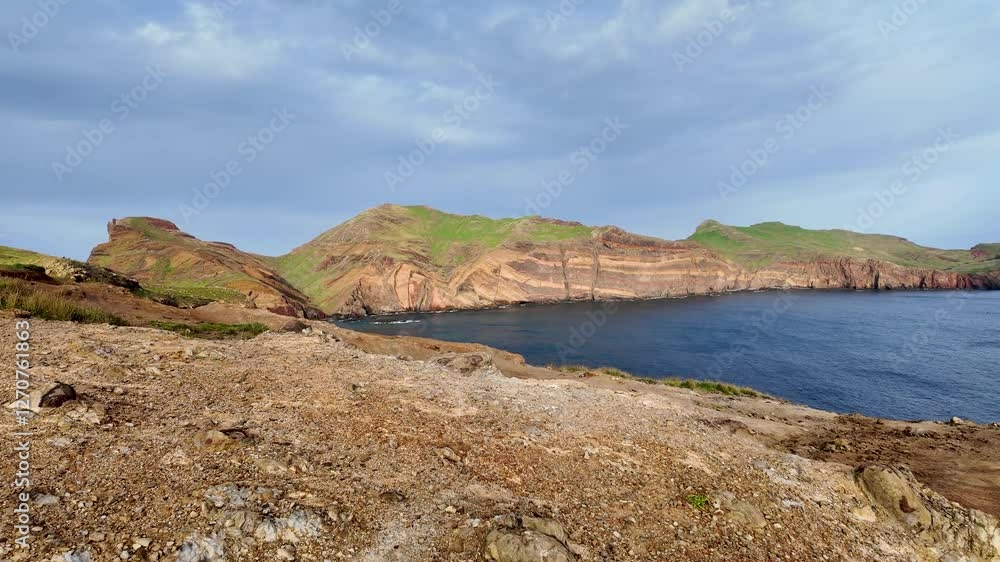 Walking POV with Ponta de Sao Lourenco in the Distance, the Easternmost Point of Madeira Island, Portugal Walking POV with Ponta de Sao Lourenco in the Distance, the Easternmost Point of Madeira Island, Portugal