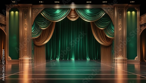 Obraz na płótnie Green golden ceremony award stage venue background. w salonie