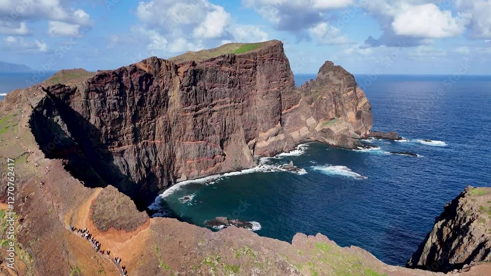 Cinematic Aerial Reveal of Vereda da Ponta de Sao Lourenco, Engulfed by the Atlantic Ocean on Madeira Island, Portugal Cinematic Aerial Reveal of Vereda da Ponta de Sao Lourenco, Engulfed by the Atlantic Ocean on Madeira Island, Portugal