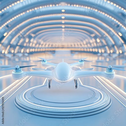 Aerial Drone Photography & Videography Futuristic drone in a modern space.