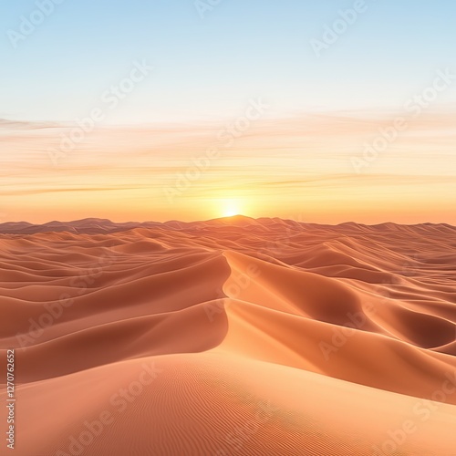 Aerial Drone Photography & Videography Golden desert dunes under a vibrant sunset sky.