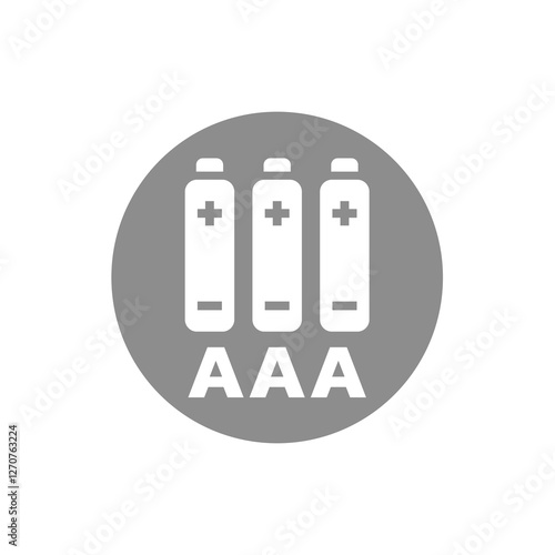 3 aaa batteries vector label. Three AAA battery type sticker.