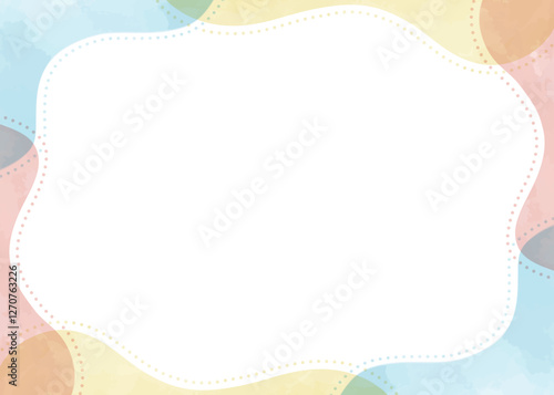 曲線のポップな背景フレーム、水彩カラー