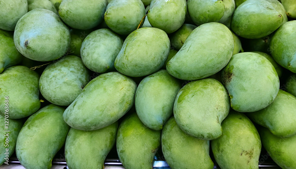 Detailed view of fresh mango, emphasizing their juicy texture and bright orange color. Perfect for healthy food, fruit salads, or tropical concepts. Texture, background.