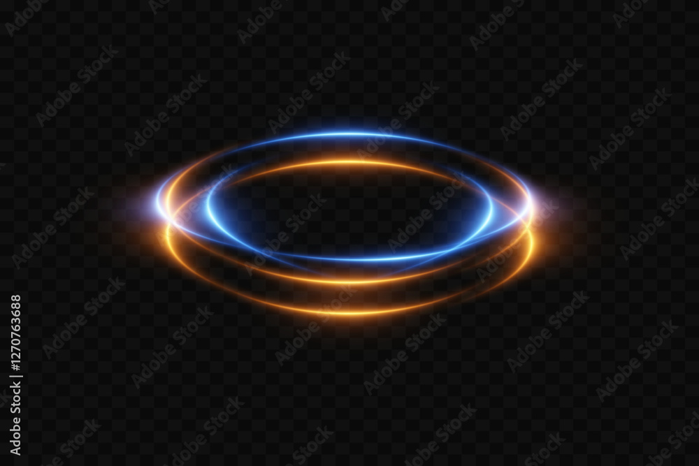 Neon glowing portal of light. Circle light effect. On a transparent background. Neon glowing portal of light. Circle light effect. On a transparent background.