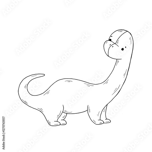 Graphic vector black and white little dinosaur