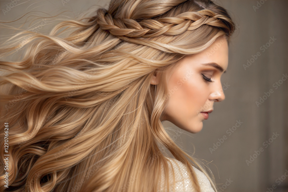 Elegant Close-Up of Ultra Long Flowing Hair With Intricate Braiding Elegant Close-Up of Ultra Long Flowing Hair With Intricate Braiding