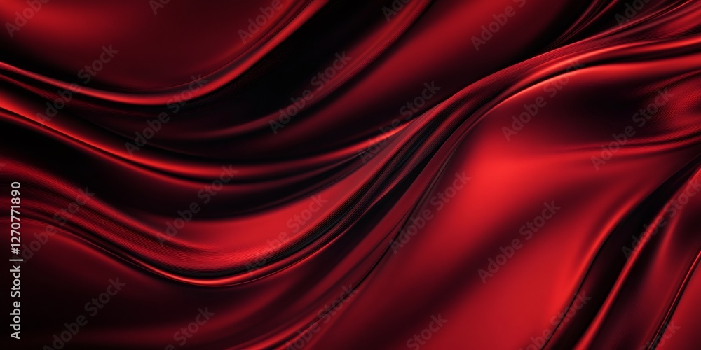 Flowing red silk drapes creating elegant waves and folds Flowing red silk drapes creating elegant waves and folds