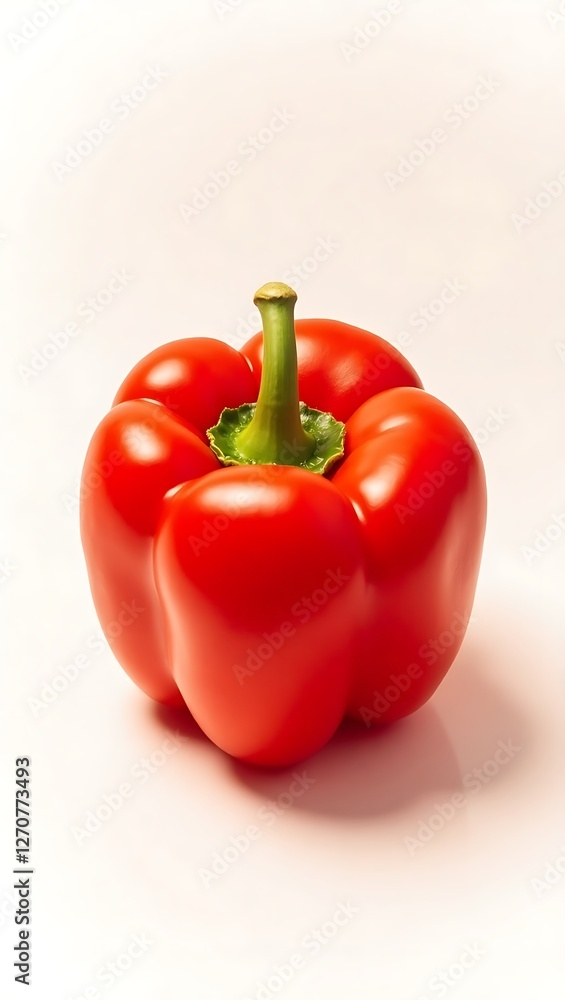 Closeup view of a fresh red bell pepper on a smooth surface Closeup view of a fresh red bell pepper on a smooth surface