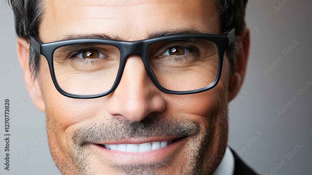 Fototapeta premium Smiling Man in Glasses with Professional Appearance