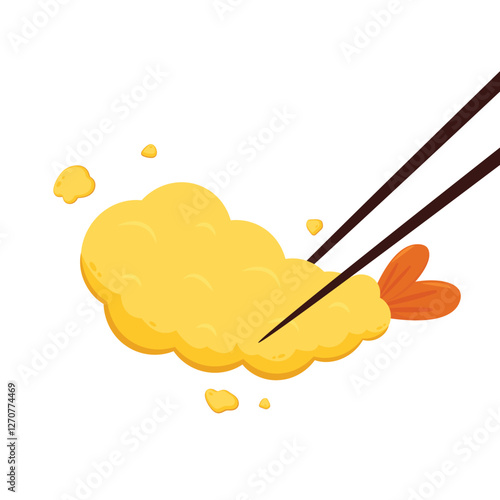 Tempura fried shrimp vector isolated illustration. Tempura fried shrimp on white background.