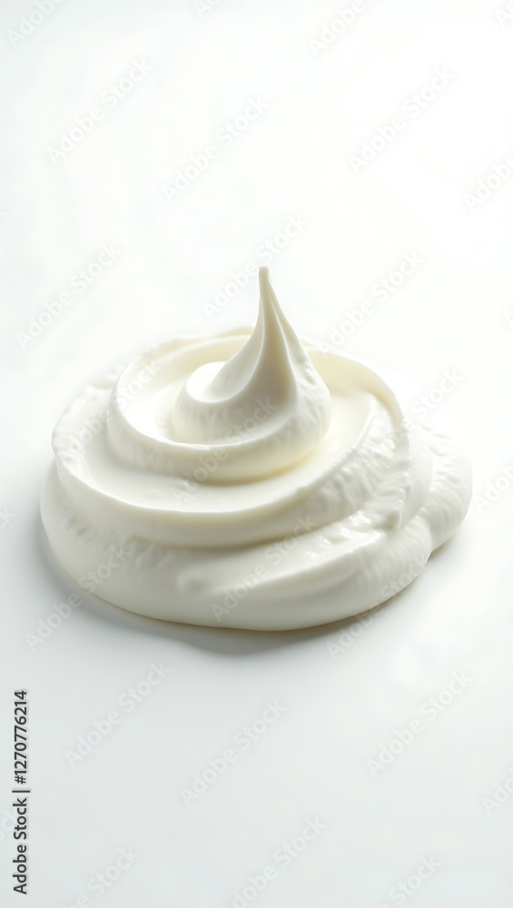 Perfectly shaped swirl of whipped cream on a smooth surface highlighting texture and form Perfectly shaped swirl of whipped cream on a smooth surface highlighting texture and form