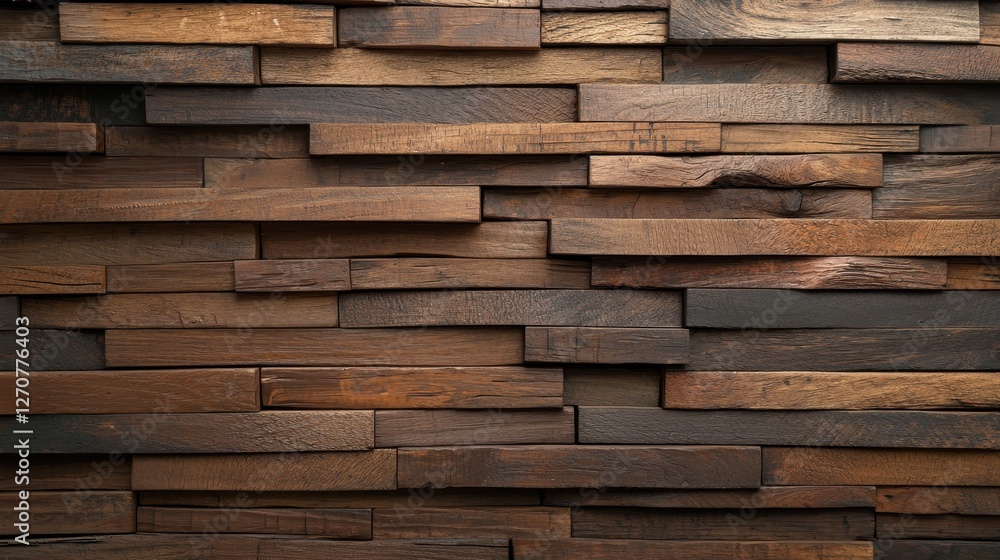 A textured wooden wall featuring varying shades of brown and stacked panels, creating a rustic and natural appearance. A textured wooden wall featuring varying shades of brown and stacked panels, creating a rustic and natural appearance.