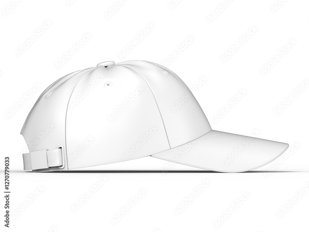 Fototapeta premium Blank white baseball cap mockup on isolated white background, 3D illustration