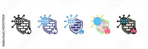 Network Firewall Multistyle Icon Set