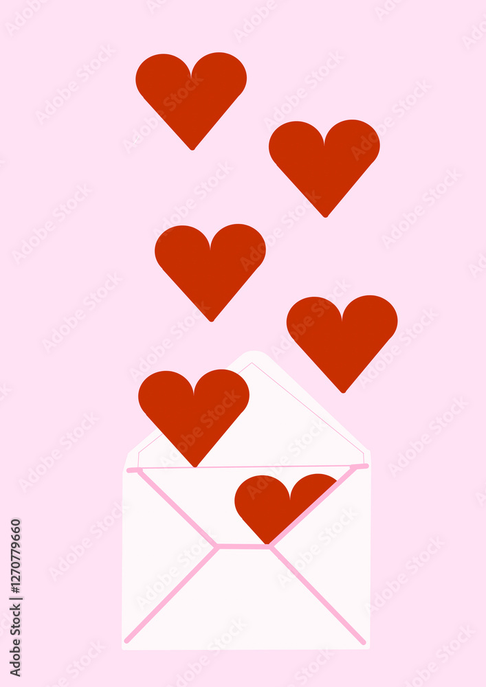 Illustration of an envelope with hearts symbolizing love and romance Illustration of an envelope with hearts symbolizing love and romance