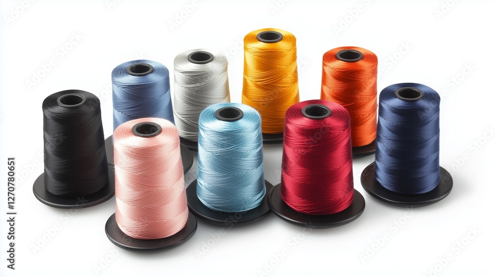 Colorful spools of thread symbolize creativity and sewing craftsmanship. Colorful spools of thread symbolize creativity and sewing craftsmanship.