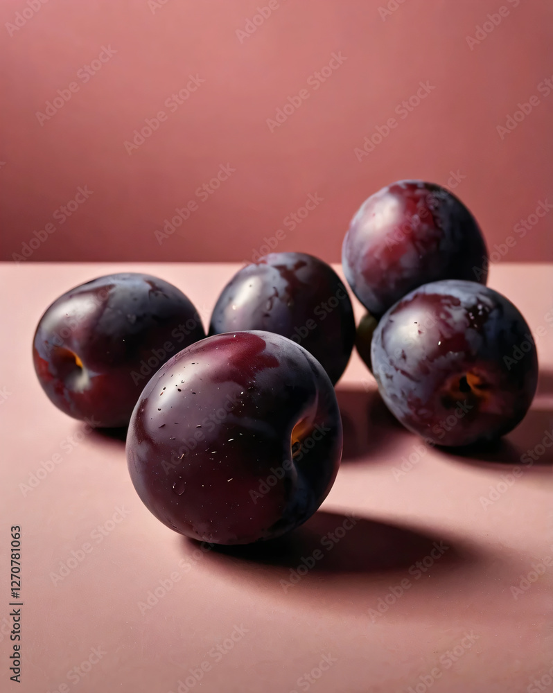 Plums on a pink backdrop, perfect for minimalist designs. Plums on a pink backdrop, perfect for minimalist designs.