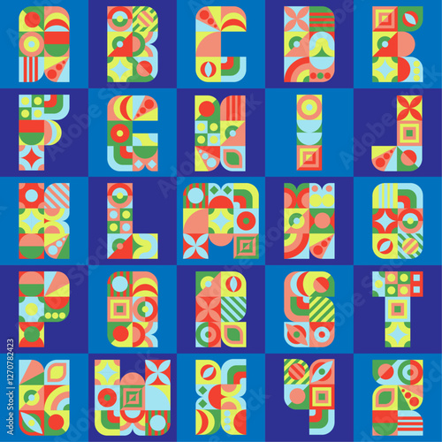 Colorful Geometric alphabet letters, background. Vector Illustration 