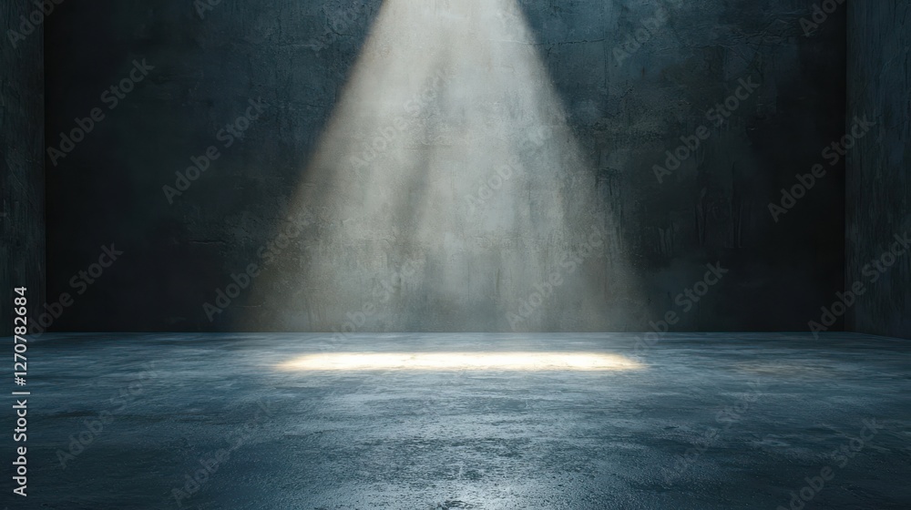 A dimly lit, empty room with a spotlight illuminating a section of the floor, creating a dramatic and mysterious atmosphere. A dimly lit, empty room with a spotlight illuminating a section of the floor, creating a dramatic and mysterious atmosphere.