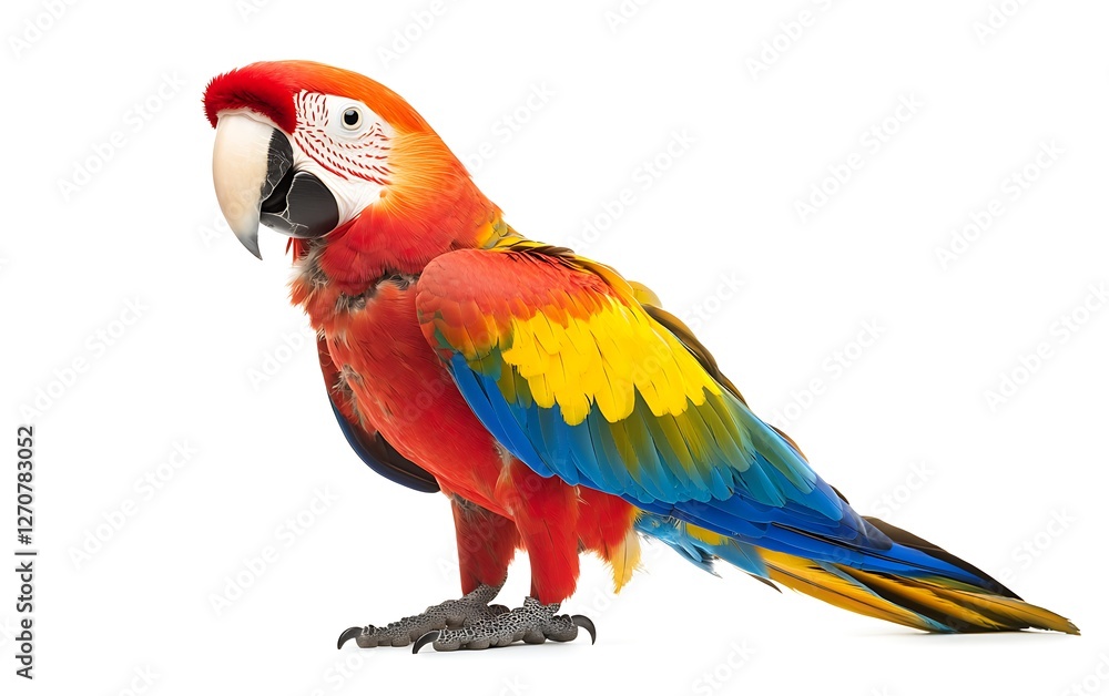 Obraz premium Colorful Macaw, Profile View, Isolated, Studio Shot, Possible use in educational materials