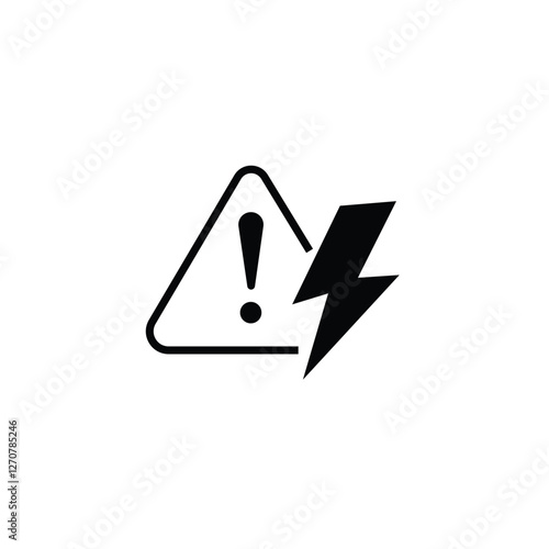 Danger warning icon. Risk sign. Sign of lightning. Electricity icon. Over voltage. Transformer pictogram. Alert sign. Danger sign. Electrical safety. High