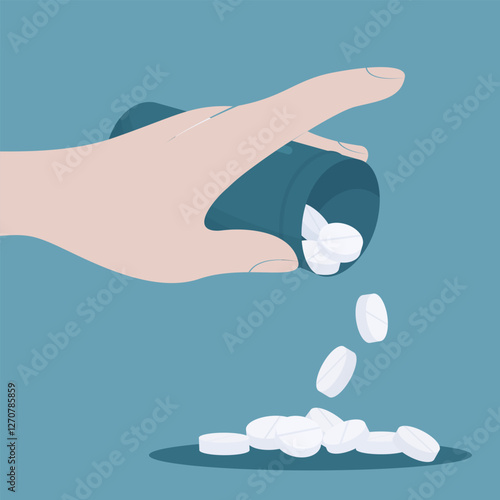 human hand with medical bottle