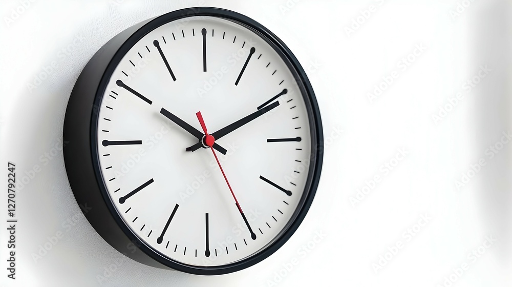 Round Black and White Wall Clock with Red Hands Round Black and White Wall Clock with Red Hands