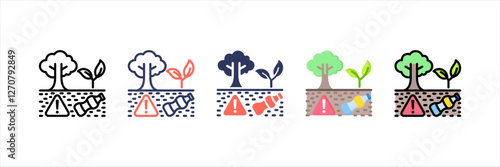 Soil Pollution Multistyle Icon Set