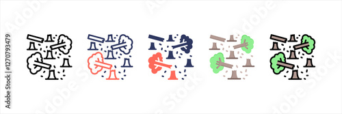 Deforestation Multistyle Icon Set