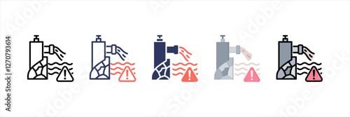 Water Pollution Multistyle Icon Set