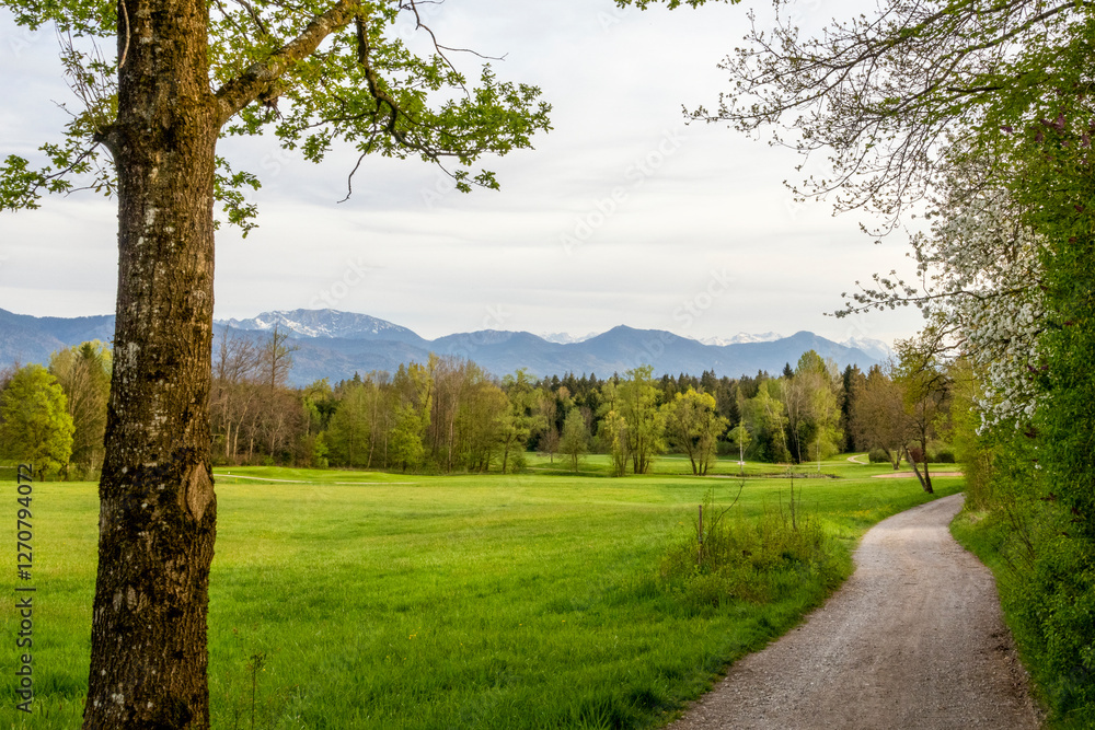 Scenic view from Beuerberg to the Alps in Bavaria, Germany Scenic view from Beuerberg to the Alps in Bavaria, Germany