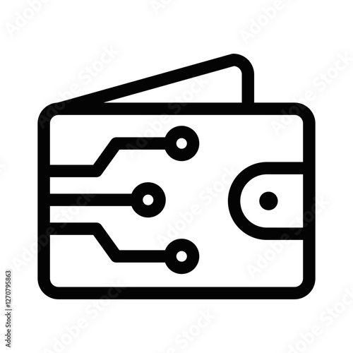 Digital wallet vector icon with circuit design. Editable stroke.