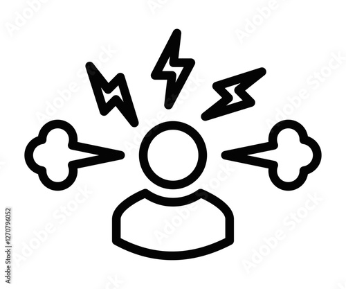 Mental stress vector icon depicting frustration and anger. Editable stroke.