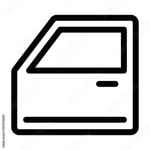Car side window vector icon with door frame and handle. Editable stroke.