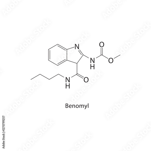 Benomyl skeletal structure.Fungicide compound schematic illustration. Simple diagram, chemical formula.