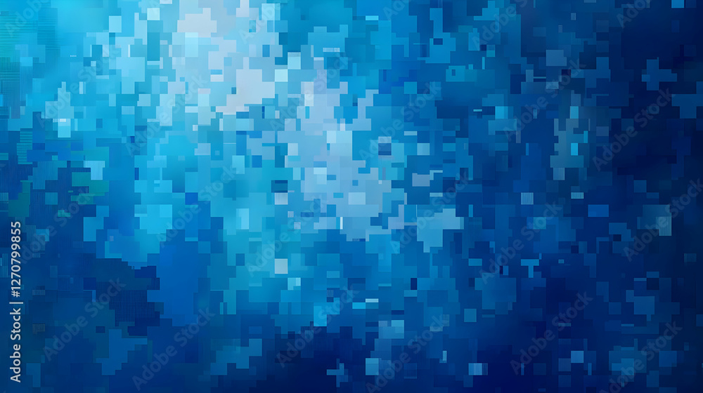 Abstract blue pixelated background with varying shades creating a tranquil underwater effect Abstract blue pixelated background with varying shades creating a tranquil underwater effect